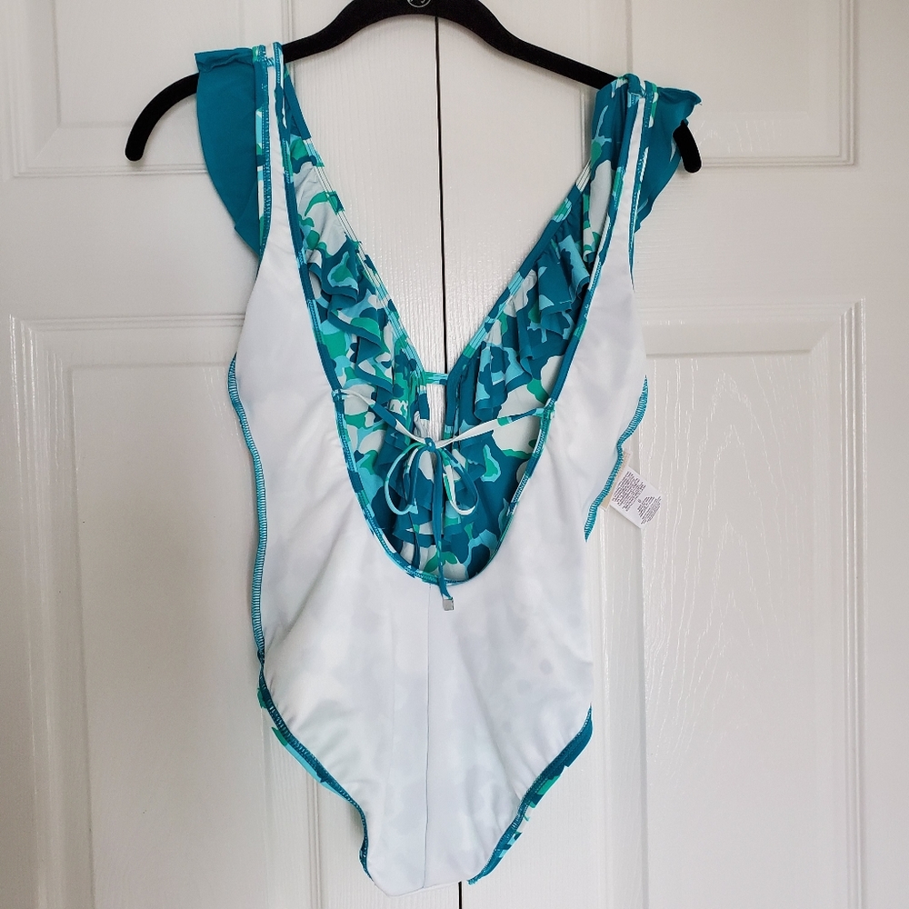 New Michael Kors Aqua/White Ruffle ScoopBa… - Picture 6 of 7
